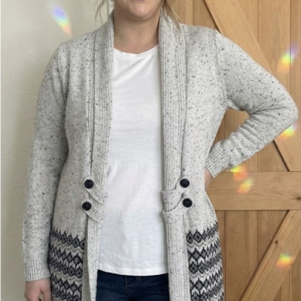 Chic Gray Patterned Cardigan NWT - image 3